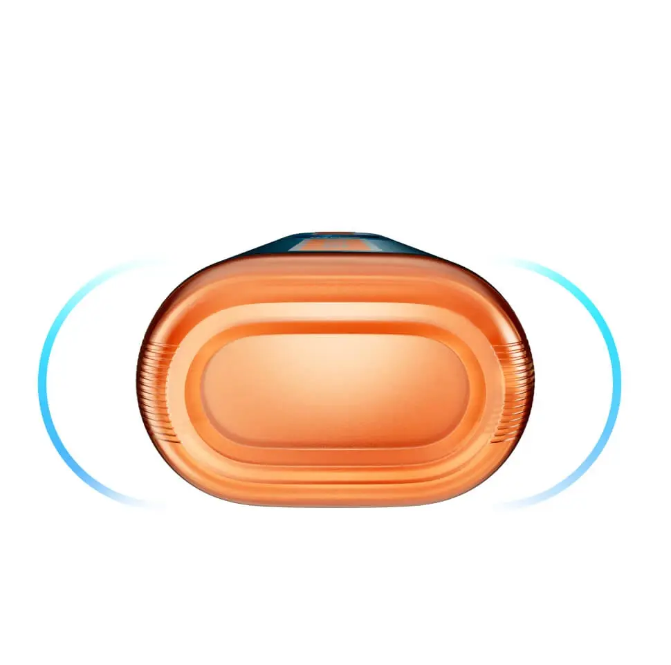 An illustration of the ergonomic "Runway Curves" design of the VAPORESSO VIBE, emphasizing its comfortable grip.